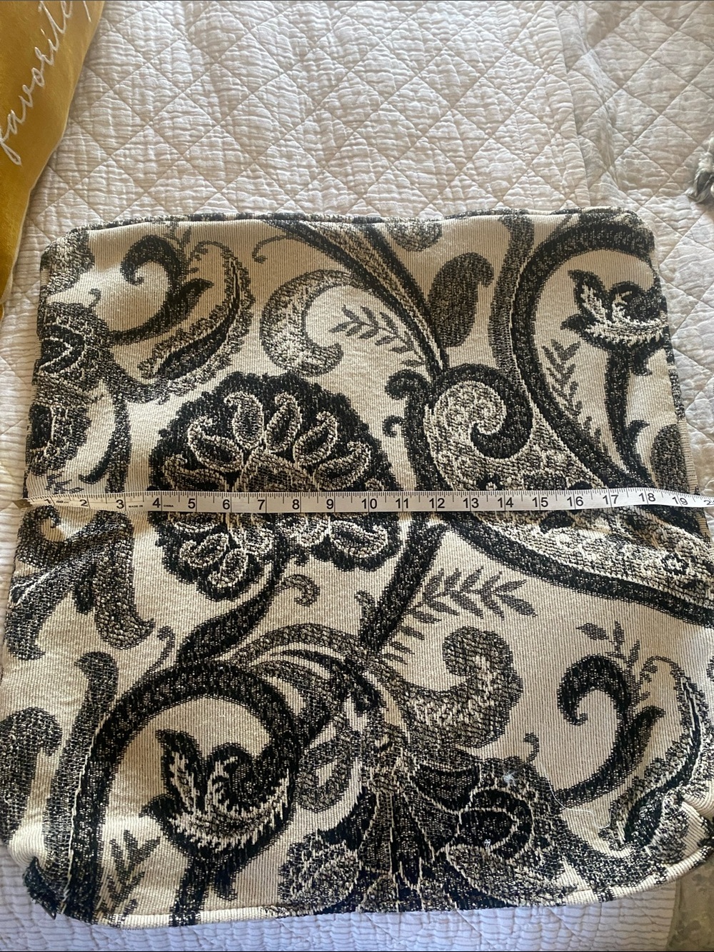 Custom made Black and Cream Damask Accent Pillow 20” Cover